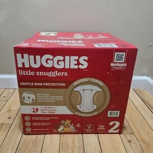 NEW Huggies Little Snugglers Sz 2 Diapers (12-18lbs) - 186 ct